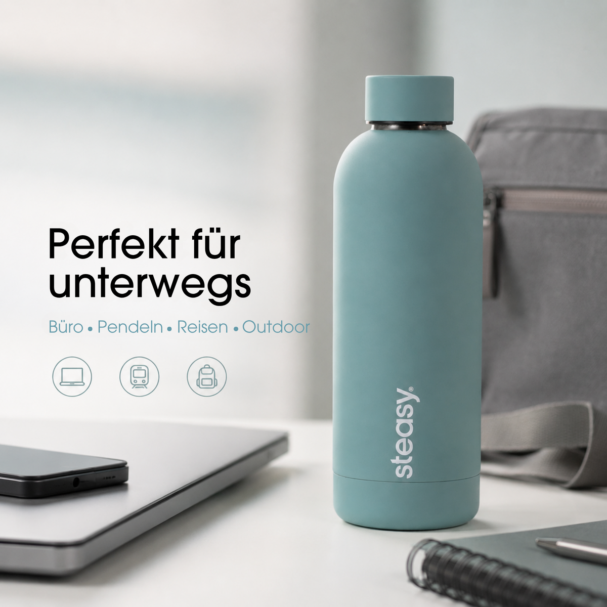 Steasy Edelstahl Thermoflasche in Green Pepper