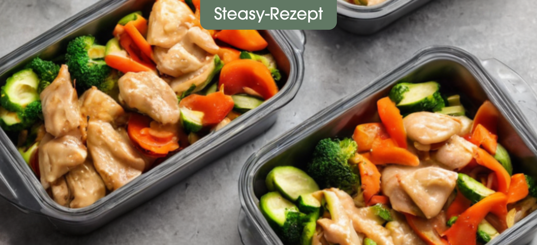 Rezept | Hähnchen in Erdnuss-Sauce  mit Gemüse-Stir-Fry